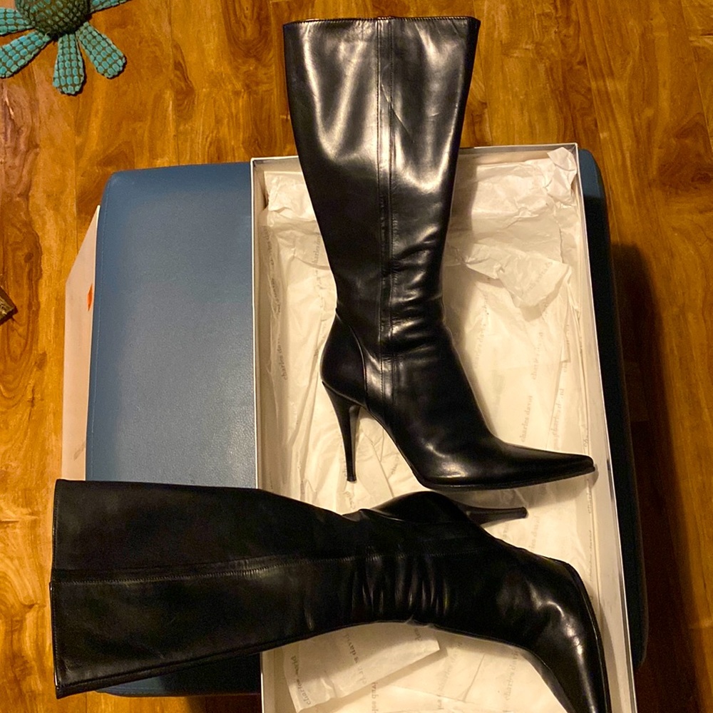 Charles David Black Heeled Boots